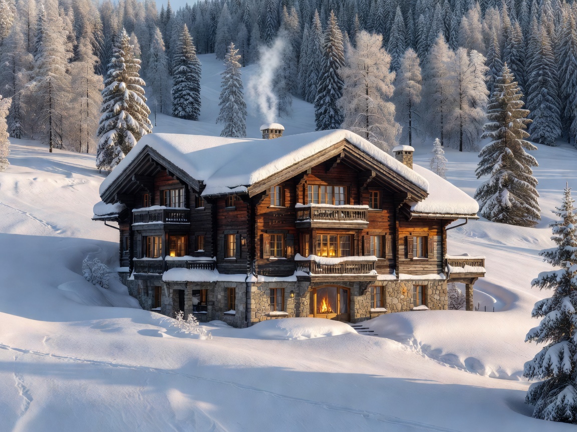 St Moritz Luxury Alpine Chalet in Snow