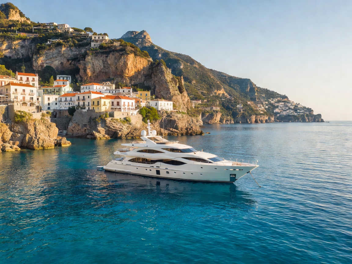 Private Superyacht Anchored off Capri Amalfi Coast